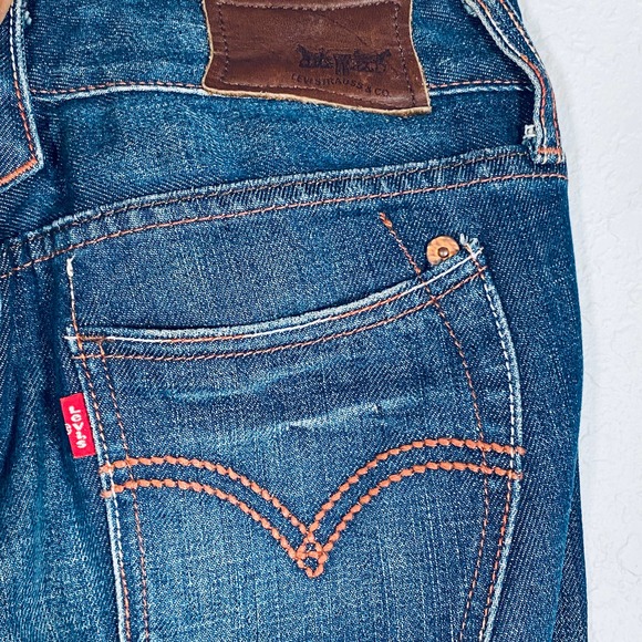 Levis Women's Blue Copper Button Rivets Ankle Wide Leg Jeans Sz 27 - Picture 12 of 16